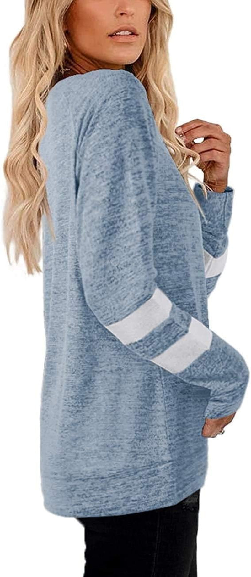 Womens Long Sleeve Sweatshirts Crewneck Color Block Sweaters Tunic Tops Faith Print Shirts