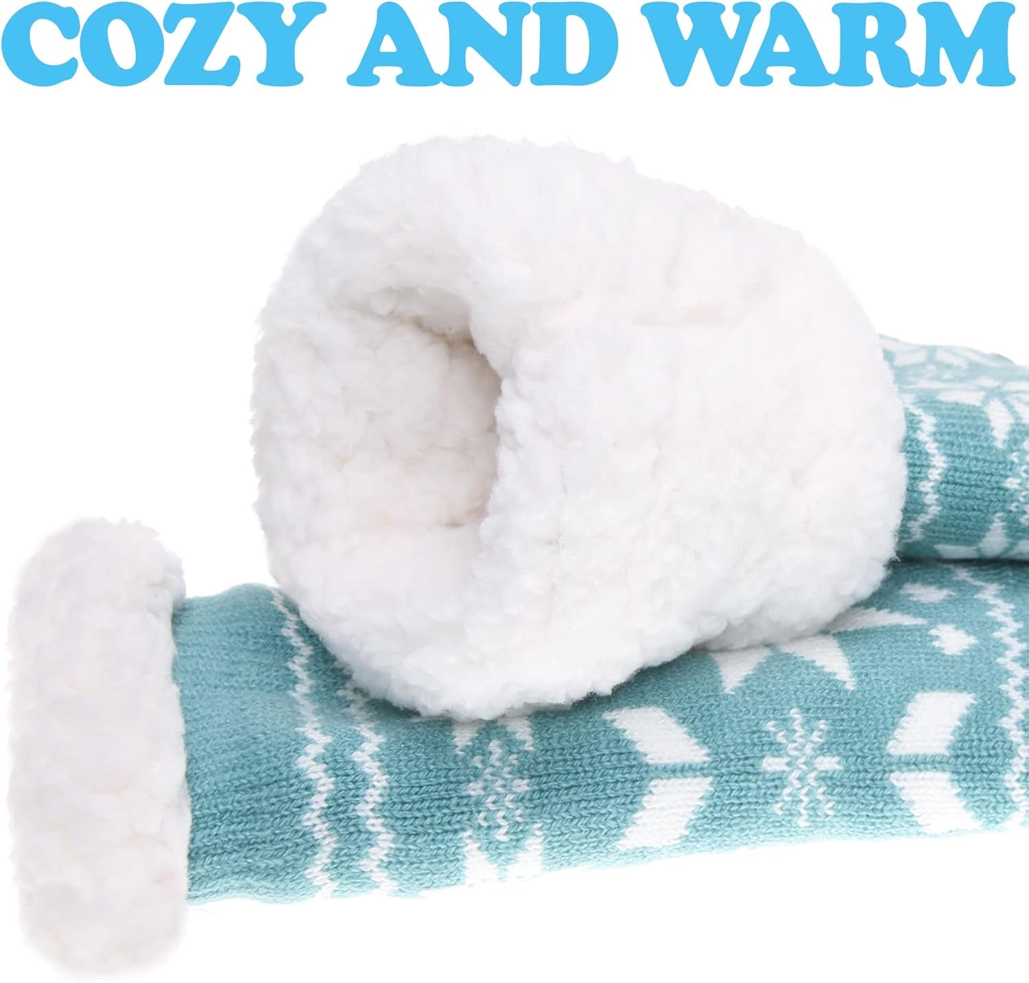 Fuzzy Slipper Socks for Women with Grips Cozy Soft Winter Non Slip Warm Socks