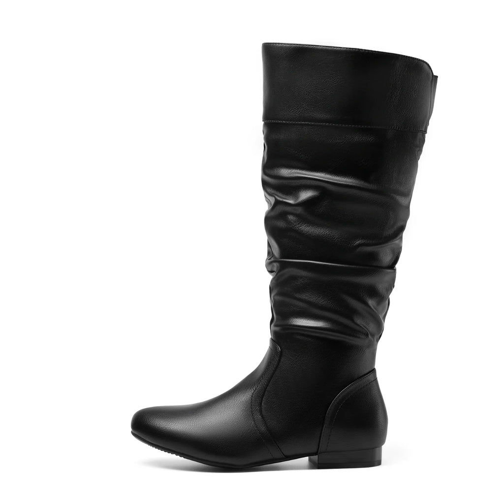 Women'S Knee High Pull on Riding Boots, Wide Calf Available