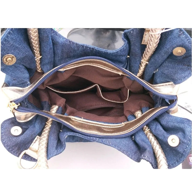 Woman Denim Handbags Bags Vintage Luxury Rhinestone Shoulder Bags Women'S Small Bags Jean Bolsas Femininas for Women