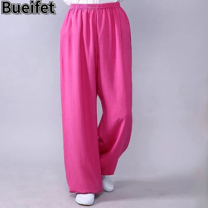 Tai Chi Loose Pants Cotton Linen Martial Arts Kung Fu Running Pants Men Women Yoga Pants Wing Chun Clothing Training Trousers