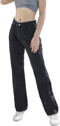 Women Baggy Jeans, High Waist Loose Boyfriends Denim Pants Mom Jeans for Teen Girls Wide Leg Straight Trousers… Black