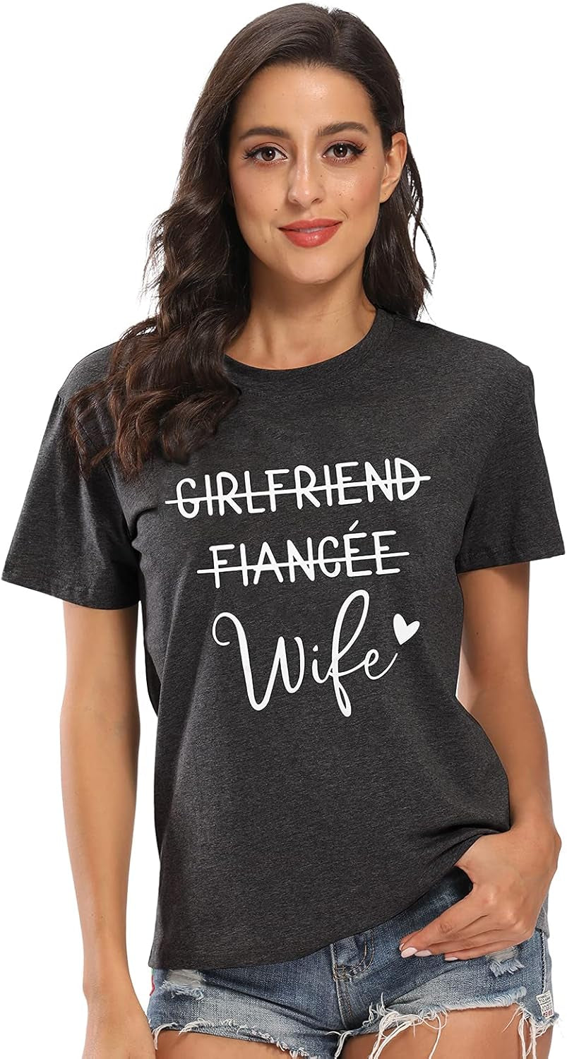Girlfriend Fiancee Wife Shirt Women Bride Honeymoon Gift | Girlfriend Fiancee Wife Shirt Women Bride Honeymoon Vacation Tees Valentine Gift Pink