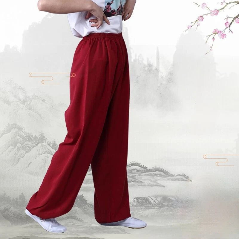 Tai Chi Loose Pants Cotton Linen Martial Arts Kung Fu Running Pants Men Women Yoga Pants Wing Chun Clothing Training Trousers