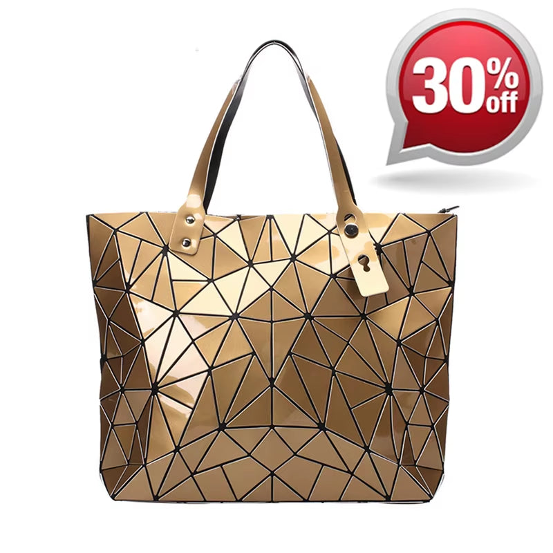 New Gold Handbags Bags for Women 2026 Summer Large Tote Bag Ladies Geometric Messenger Shoulder Bag Beach Luxury Designer Silver