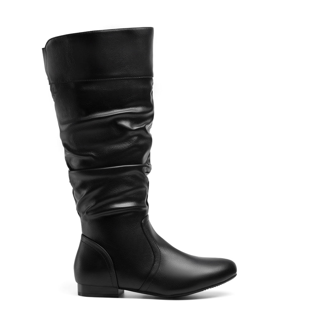 Women'S Knee High Pull on Riding Boots, Wide Calf Available