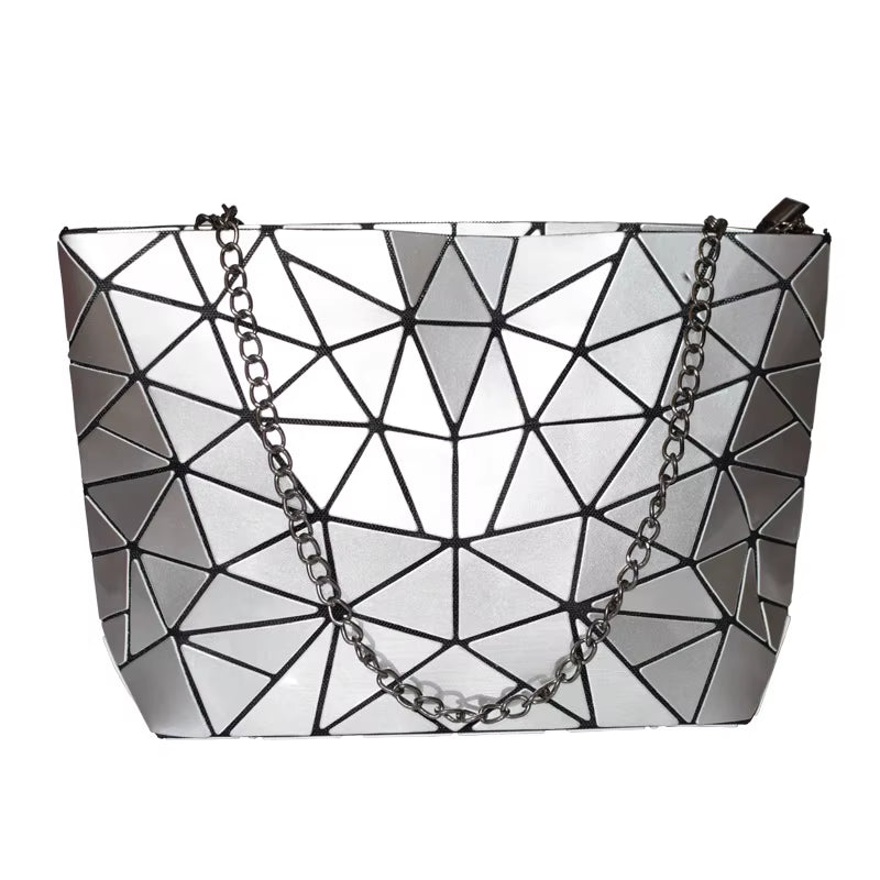 New Gold Handbags Bags for Women 2026 Summer Large Tote Bag Ladies Geometric Messenger Shoulder Bag Beach Luxury Designer Silver