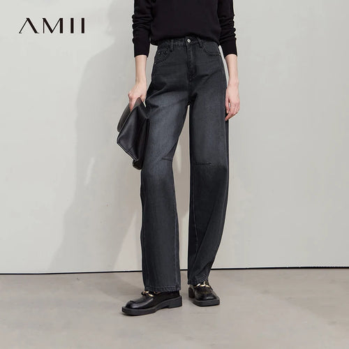 Casual Women'S Jeans 2025 Autumn New Minimalist Retro Women Pants Versatile Loose Cotton Wide-Leg Trousers Ladies 12553096