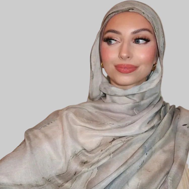 طرحة سكارف بنقشة الألوان المائية الفنية