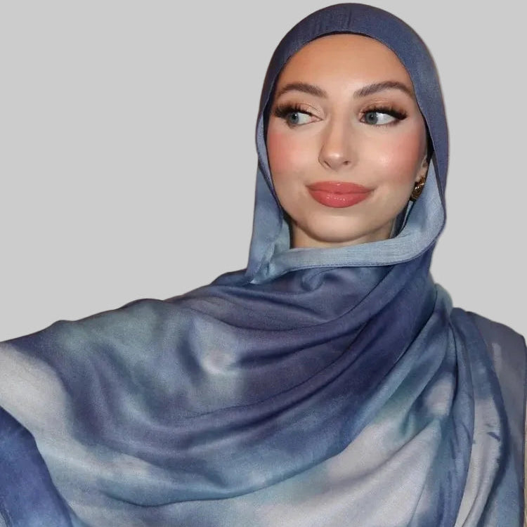 طرحة سكارف بنقشة الألوان المائية الفنية