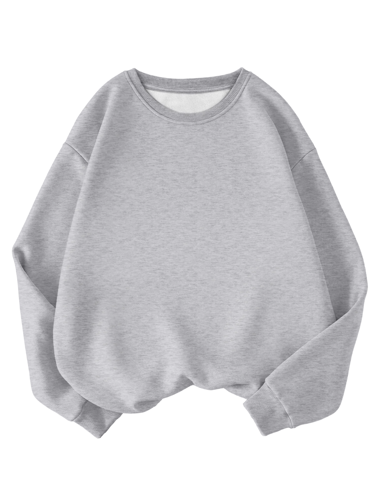 Women'S Light Gray Oversized Crewneck Sweatshirt Loose Fit Casual Pullover