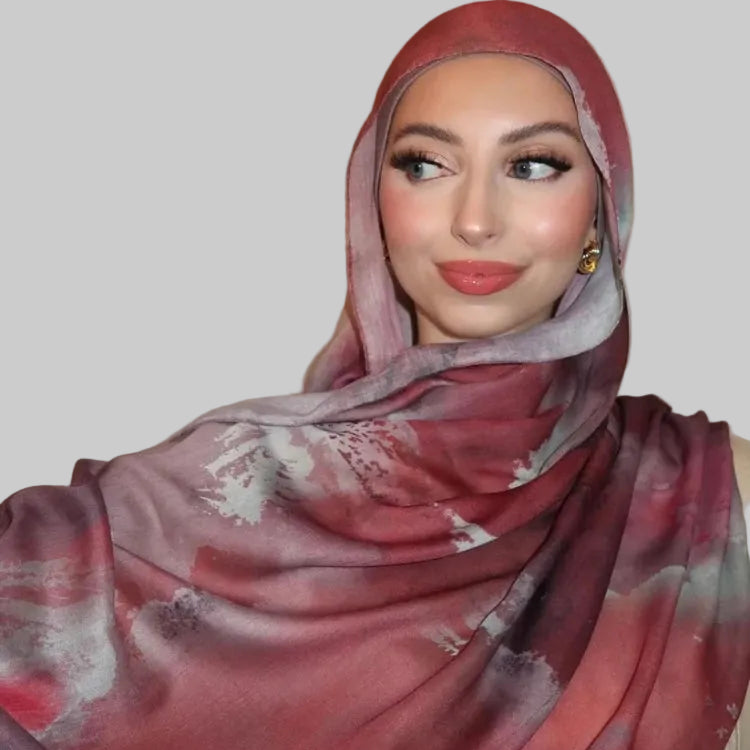 طرحة سكارف بنقشة الألوان المائية الفنية