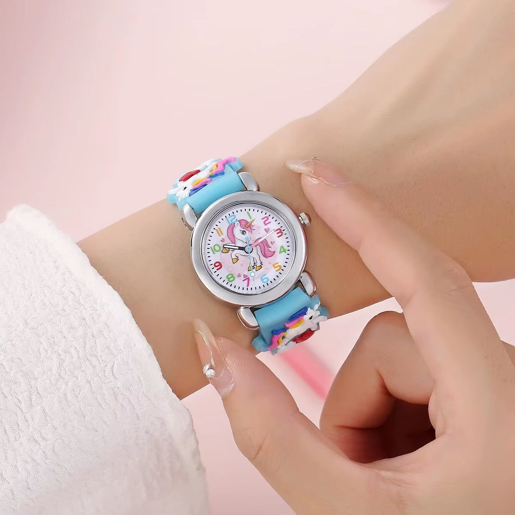 New Fashion Colorful Cartoon Unicorn Student and Children'S Watch Quartz Watch Electronic Watch