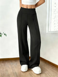 Women'S High Waist Wide-Leg Pants, Vertical Straight Pants, High Elasticity and Abdomen, Leisure Yoga Office & Daily Wear