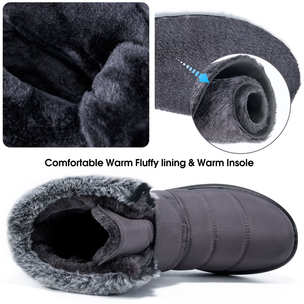 Women Snow Boots Winter Shoes Slip on Boots for Women Waterproof Booties Comfortable Outdoor anti Slip Shoes