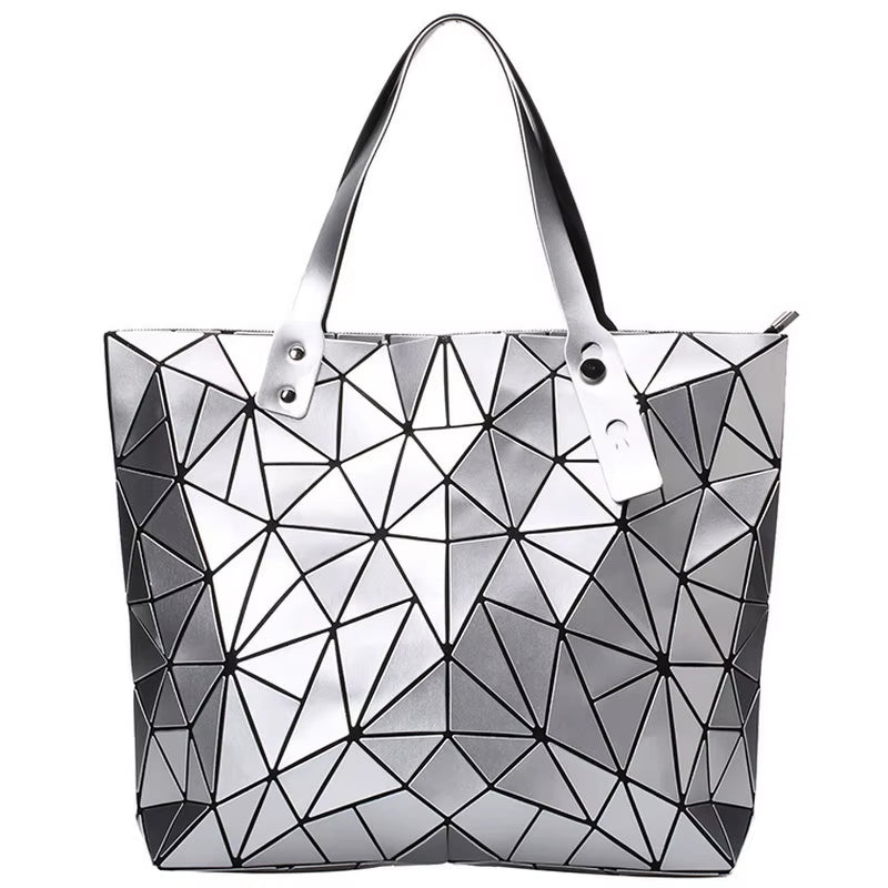 New Gold Handbags Bags for Women 2026 Summer Large Tote Bag Ladies Geometric Messenger Shoulder Bag Beach Luxury Designer Silver