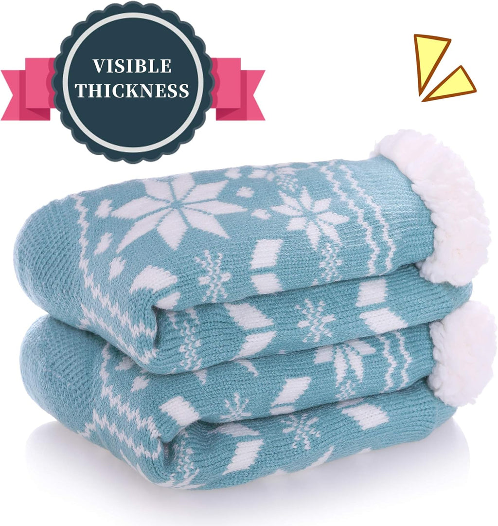 Fuzzy Slipper Socks for Women with Grips Cozy Soft Winter Non Slip Warm Socks