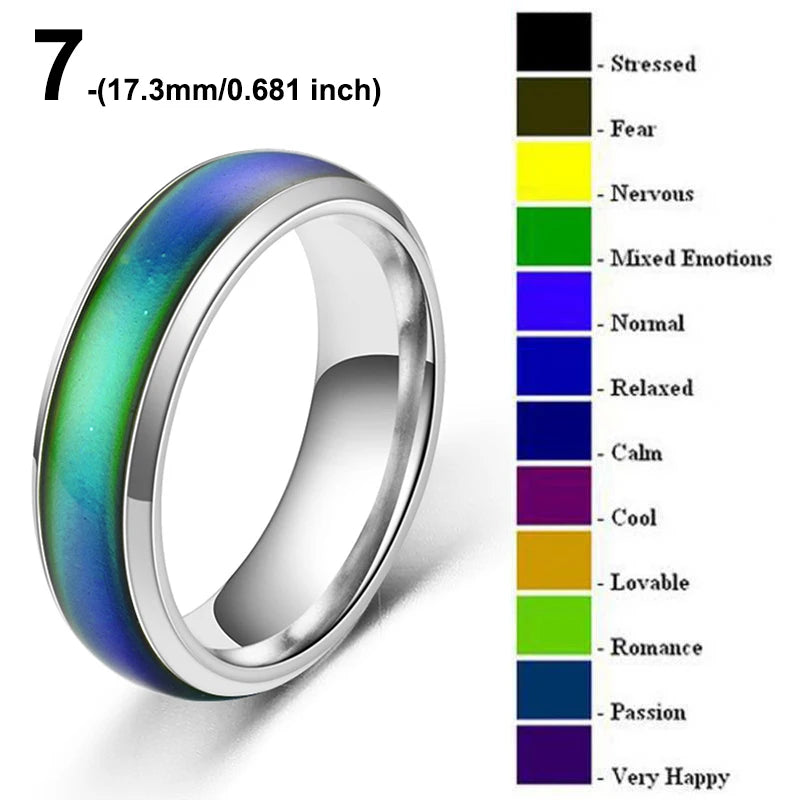 1Pc Stainless Steel Mood Ring Changing Color Rings Emotion Feeling Temperature Ring for Women Men Couples Rings Fashion Jewelry