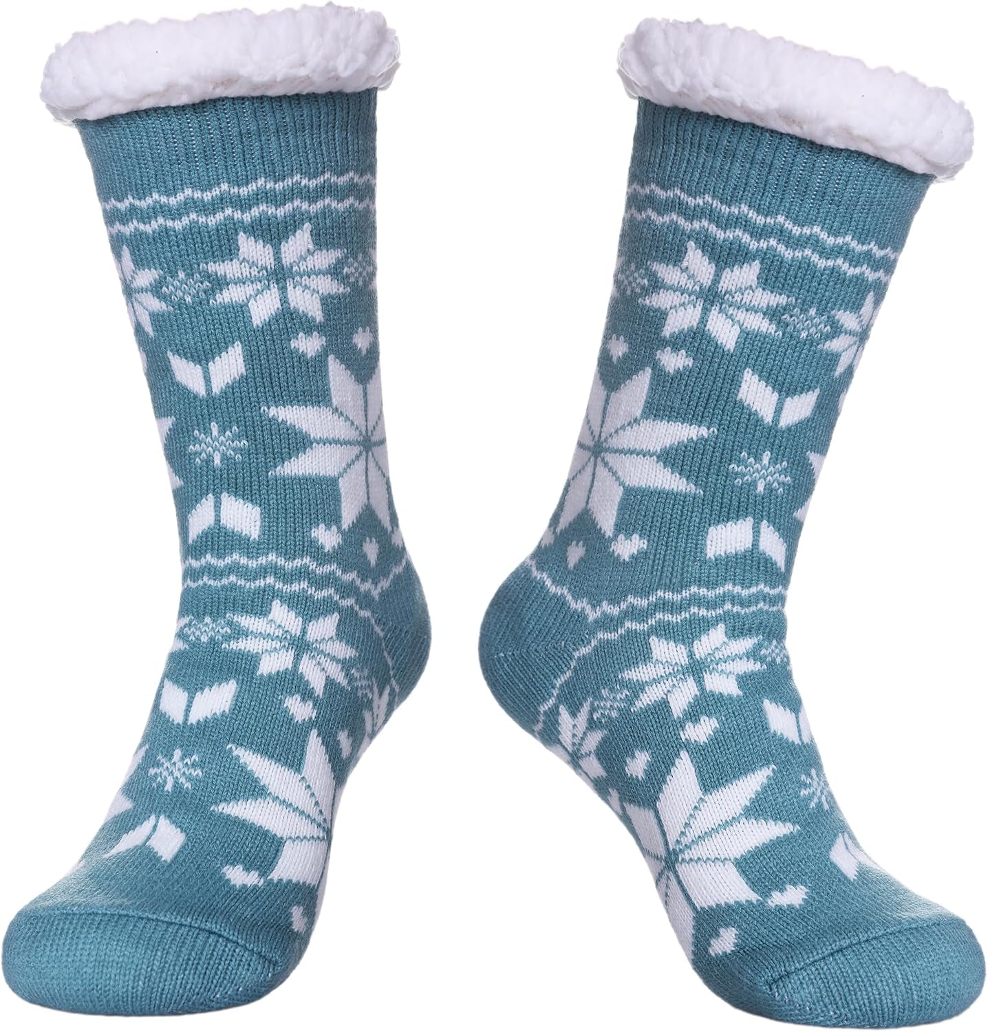 Fuzzy Slipper Socks for Women with Grips Cozy Soft Winter Non Slip Warm Socks