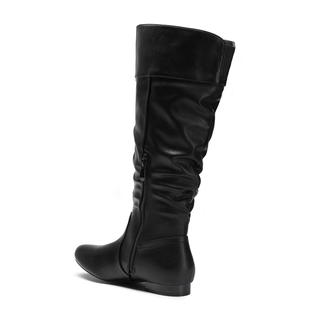 Women'S Knee High Pull on Riding Boots, Wide Calf Available