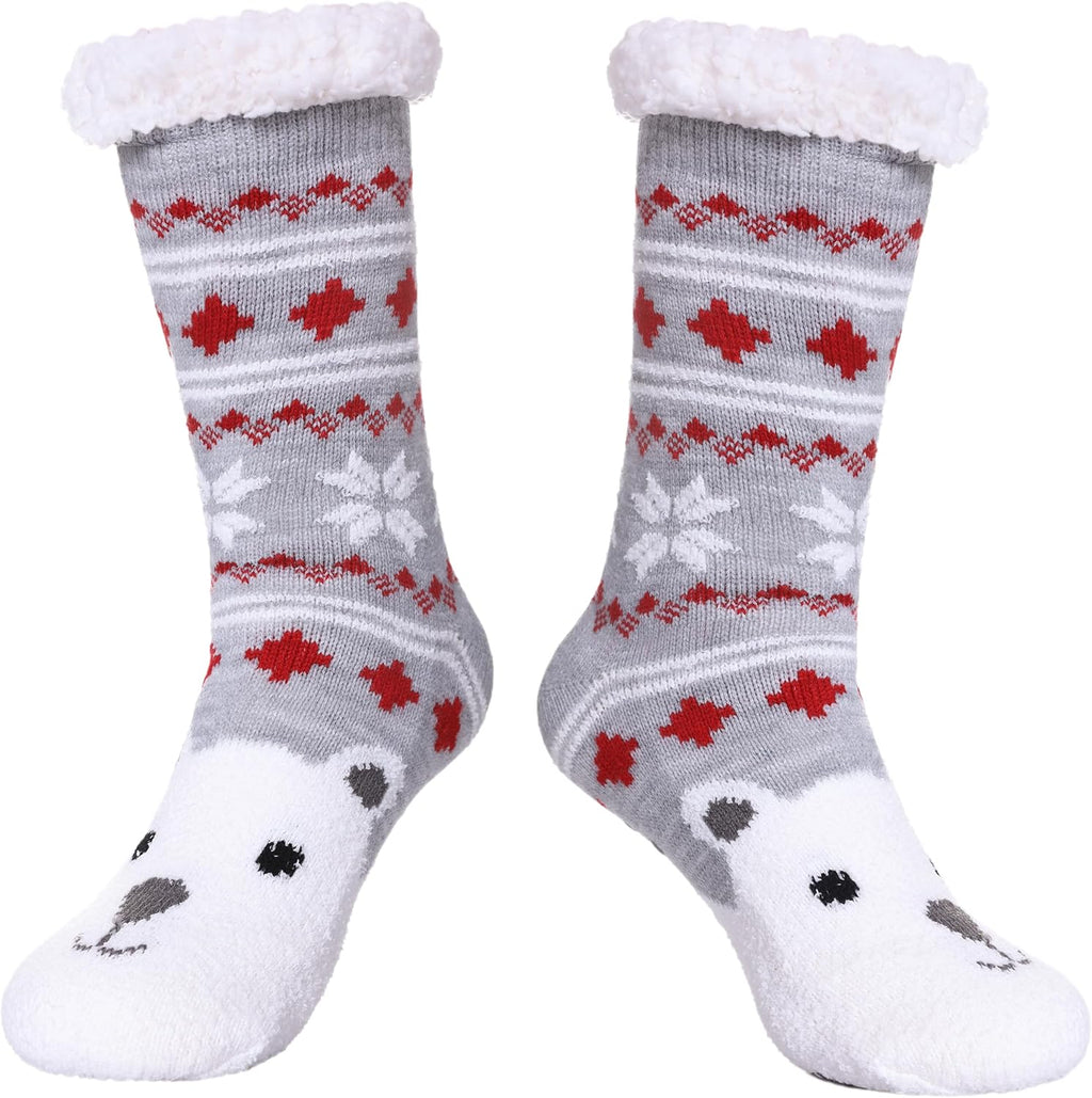 Fuzzy Slipper Socks for Women with Grips Cozy Soft Winter Non Slip Warm Socks